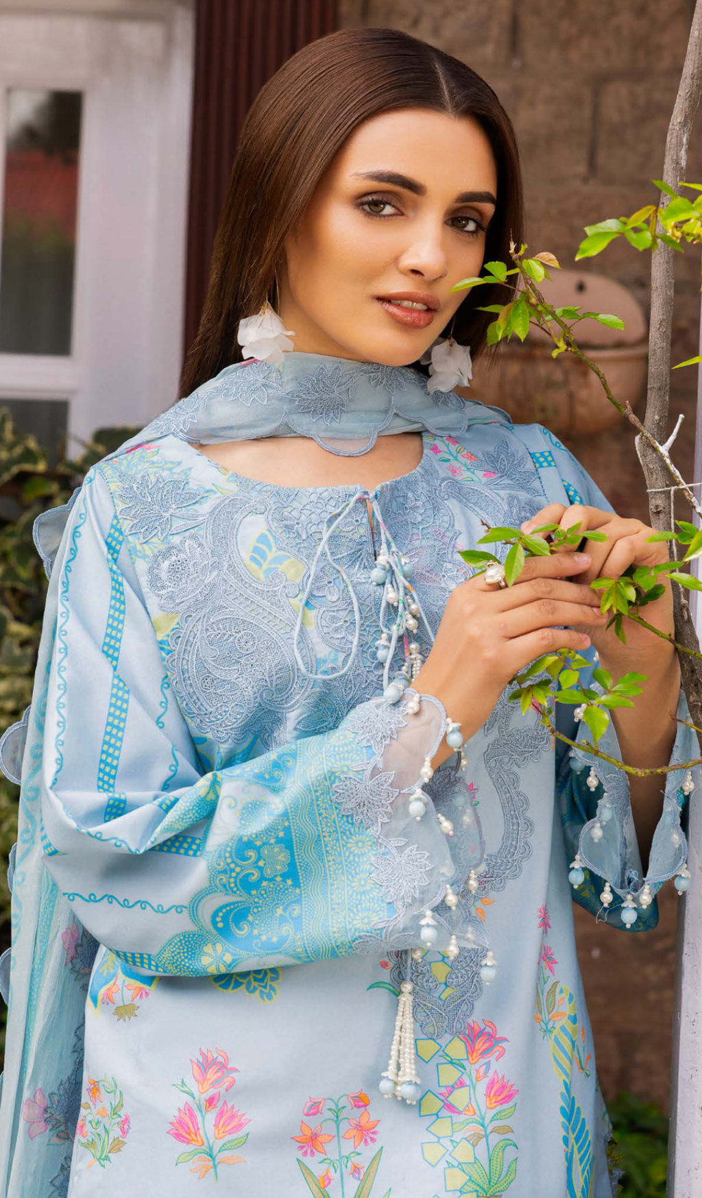 3 Piece Unstitched Embroidered Lawn - V2010