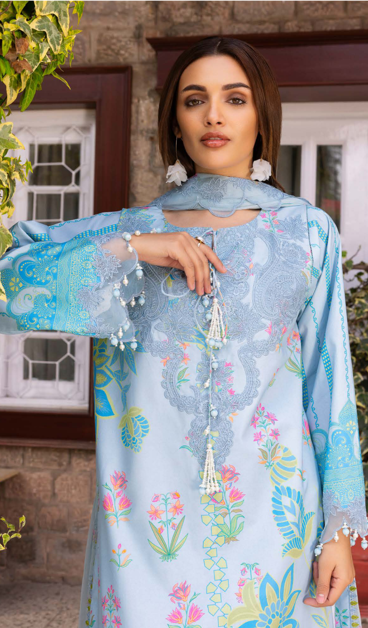 3 Piece Unstitched Embroidered Lawn - V2010