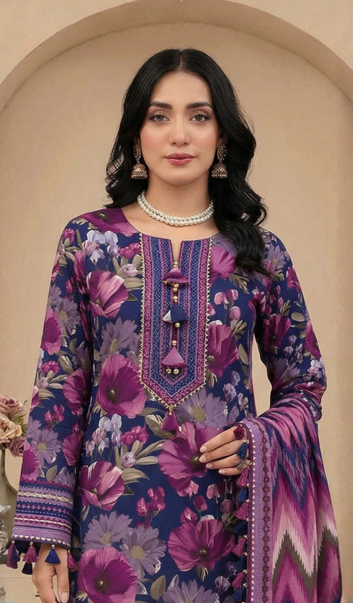 3 Piece Unstitched Digital Printed Lawn - V1601
