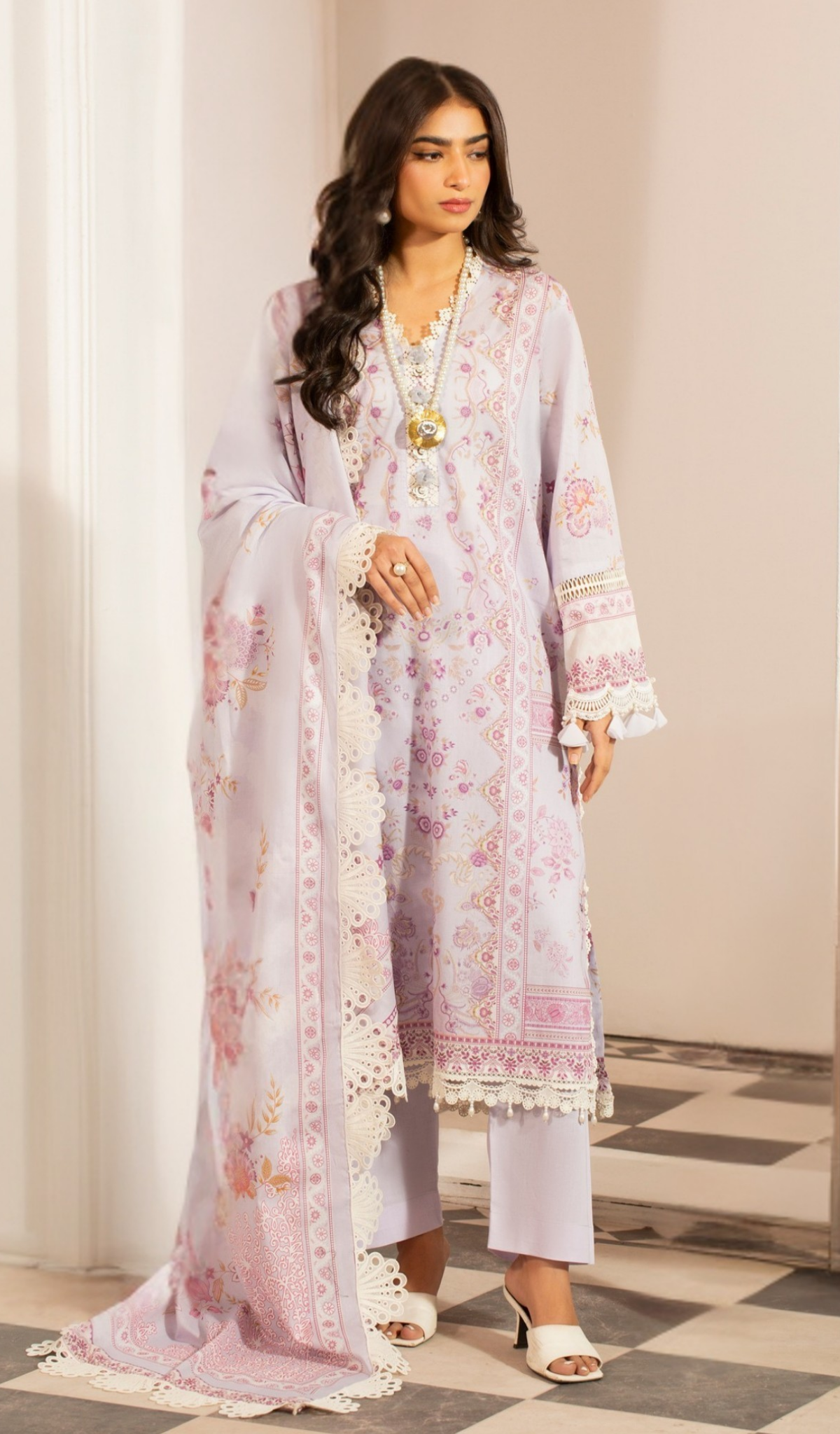3 Piece Unstitched Digital Printed Lawn - V1402