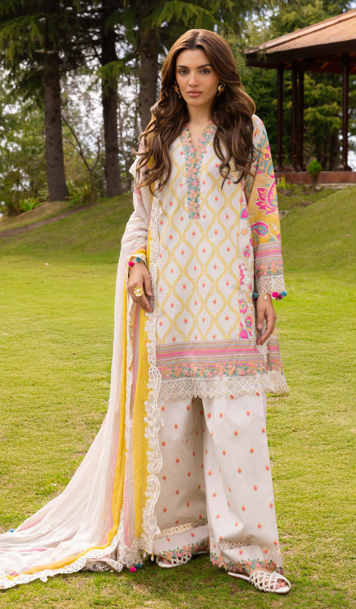 3 Piece Unstitched Embroidered Lawn - V2002