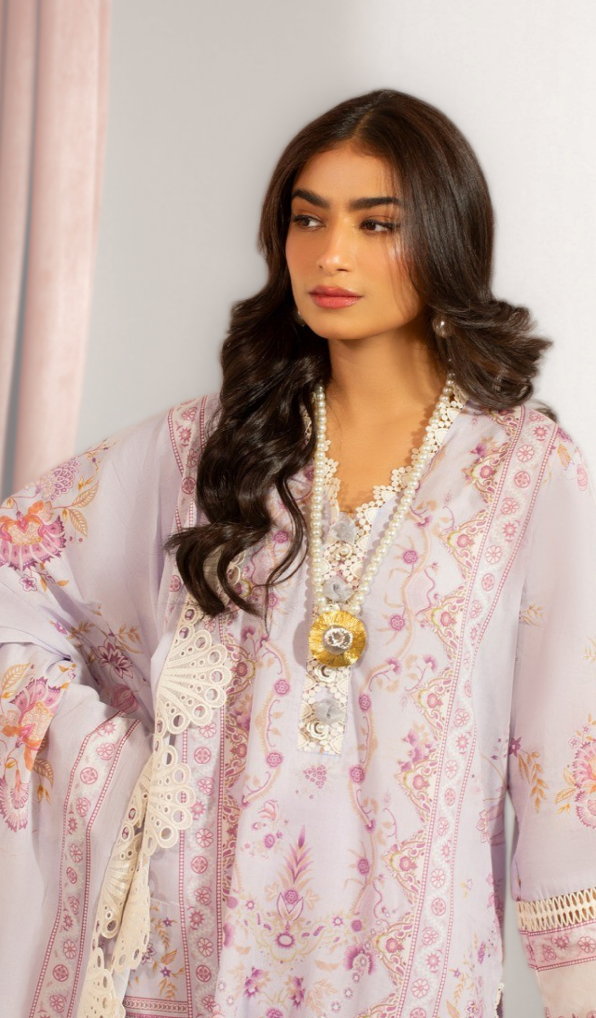 3 Piece Unstitched Digital Printed Lawn - V1402