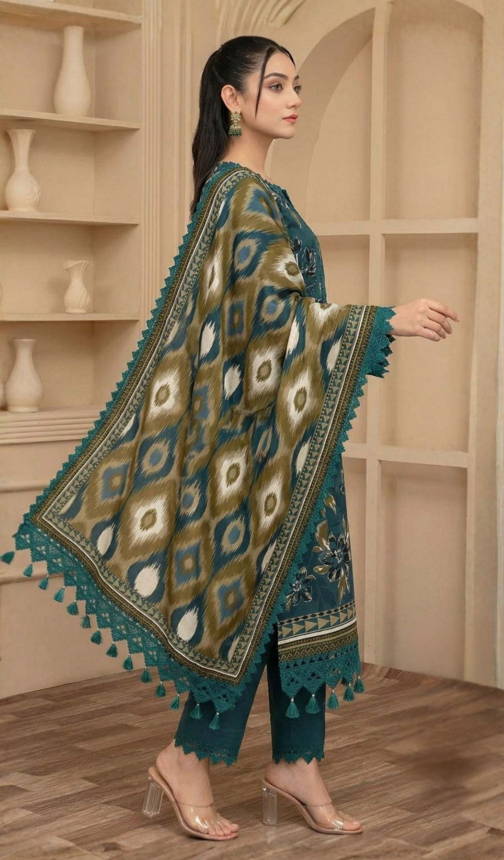 3 Piece Unstitched Digital Printed Lawn - V1602