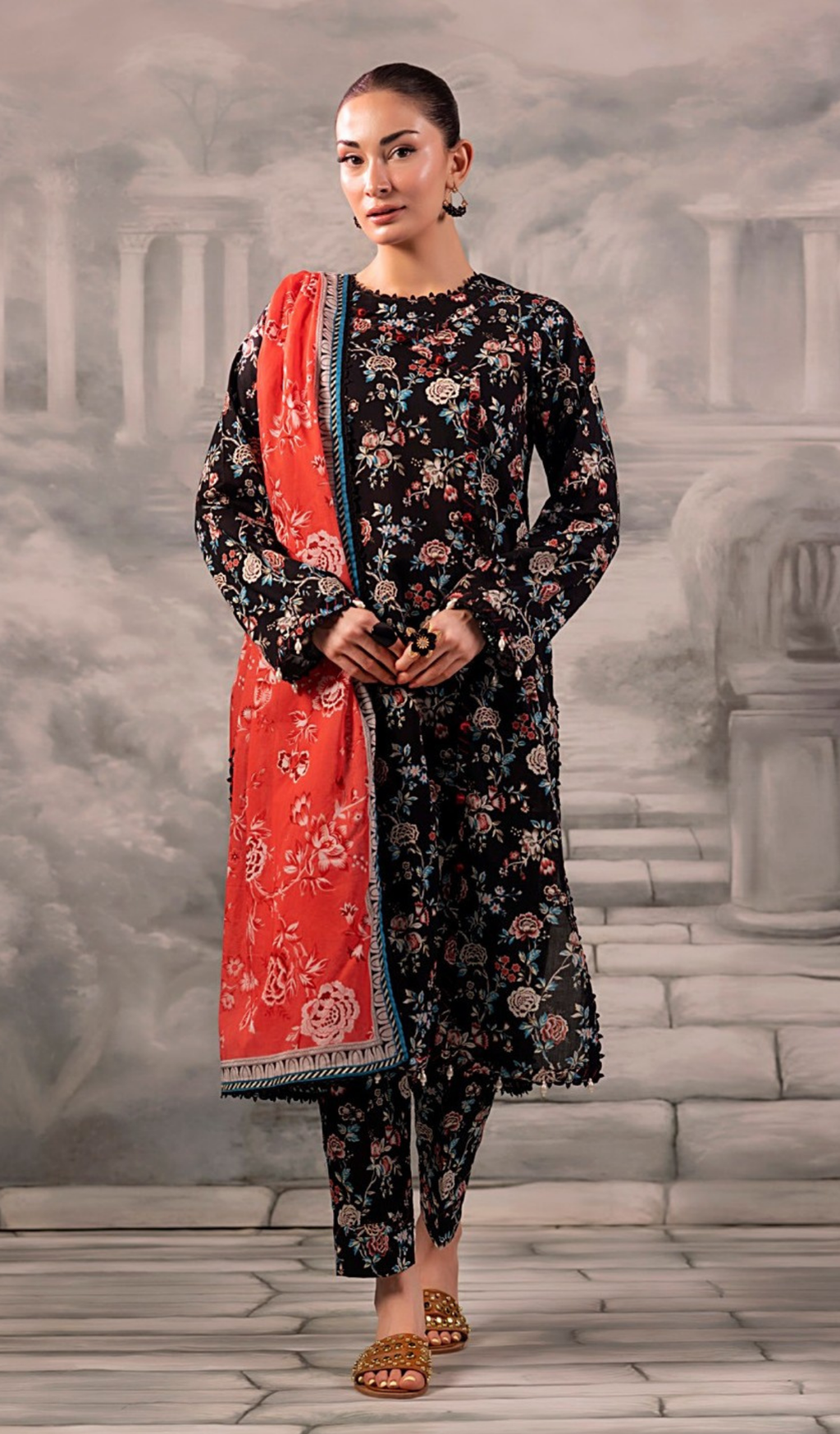 3 Piece Unstitched Digital Printed Lawn - V1302