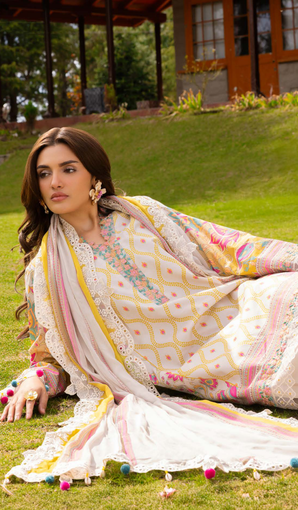 3 Piece Unstitched Embroidered Lawn - V2002