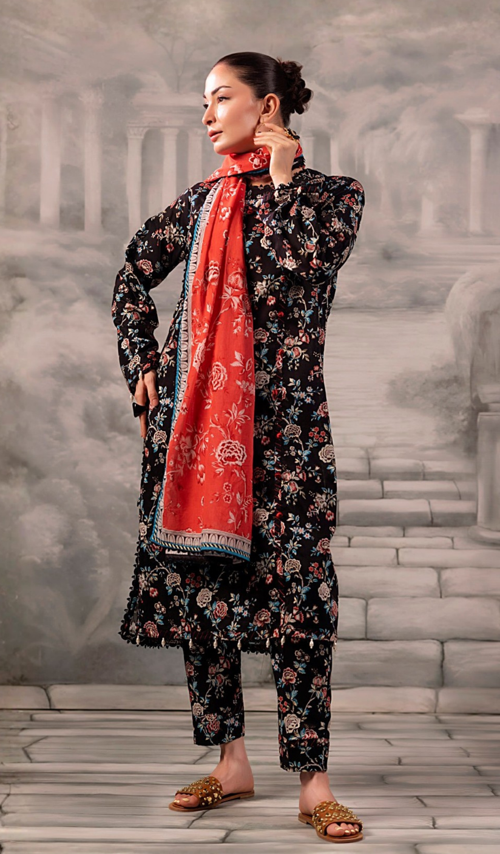3 Piece Unstitched Digital Printed Lawn - V1302