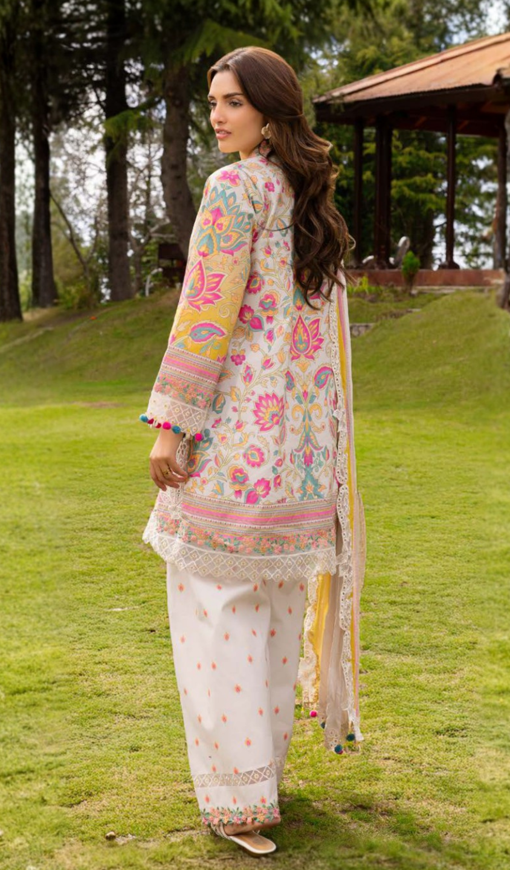 3 Piece Unstitched Embroidered Lawn - V2002