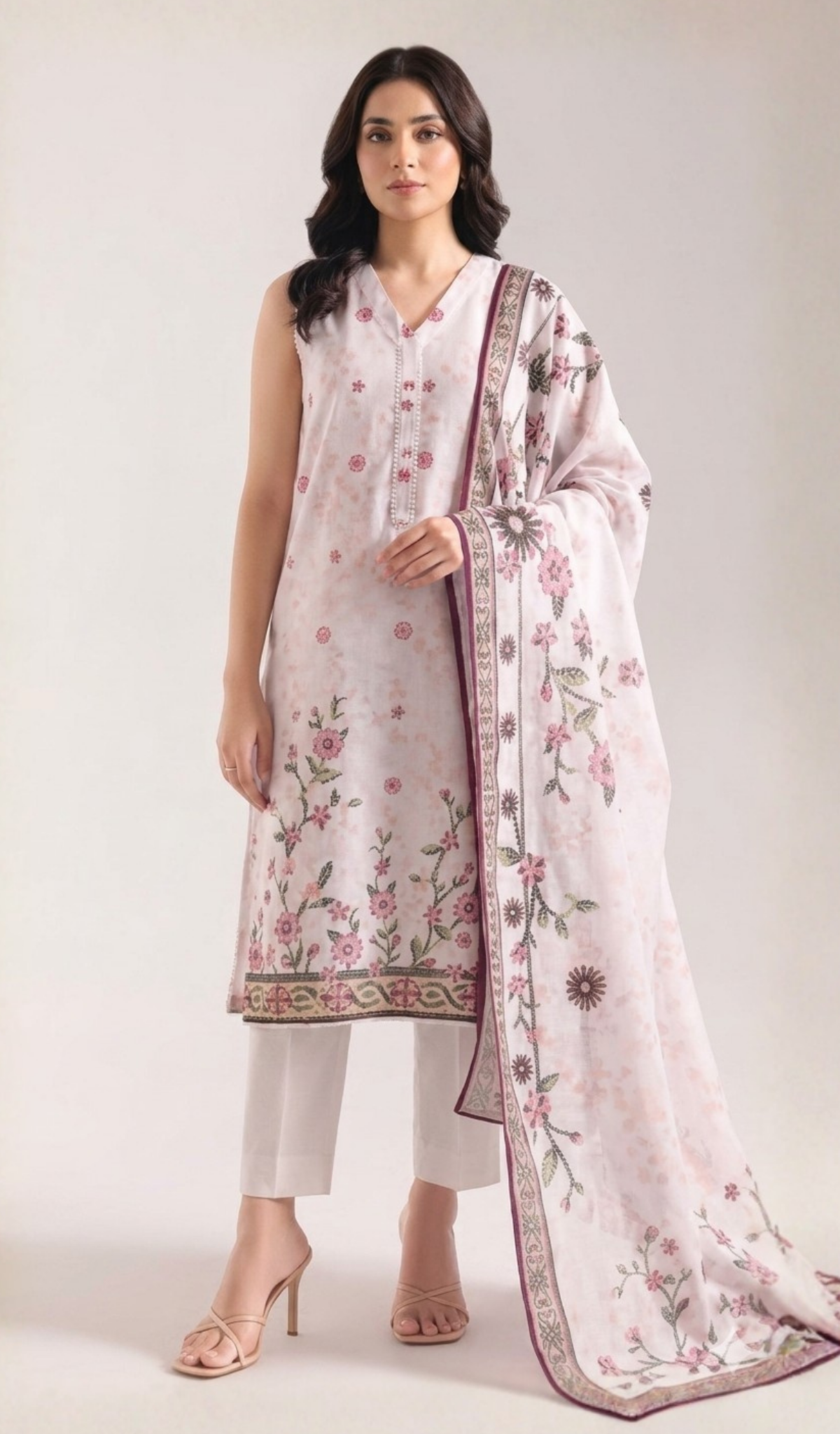 3 Piece Unstitched Printed Lawn - V1507