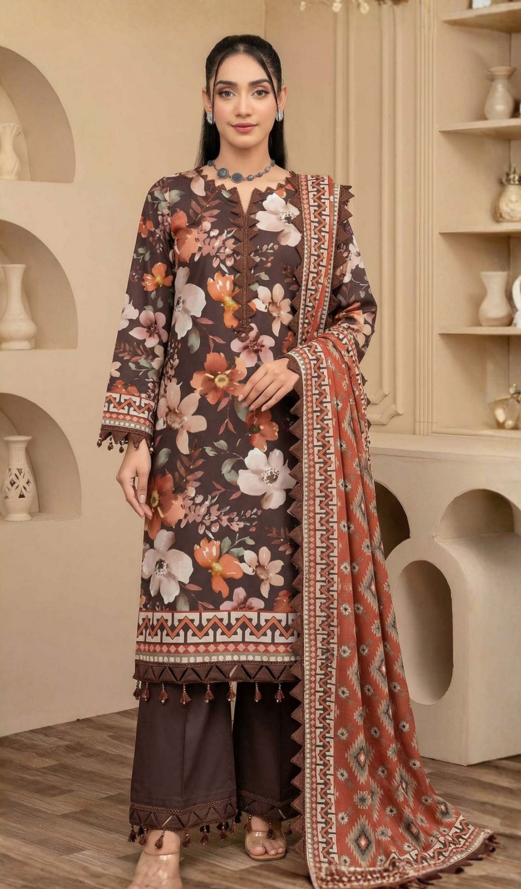 3 Piece Unstitched Digital Printed Lawn - V1603