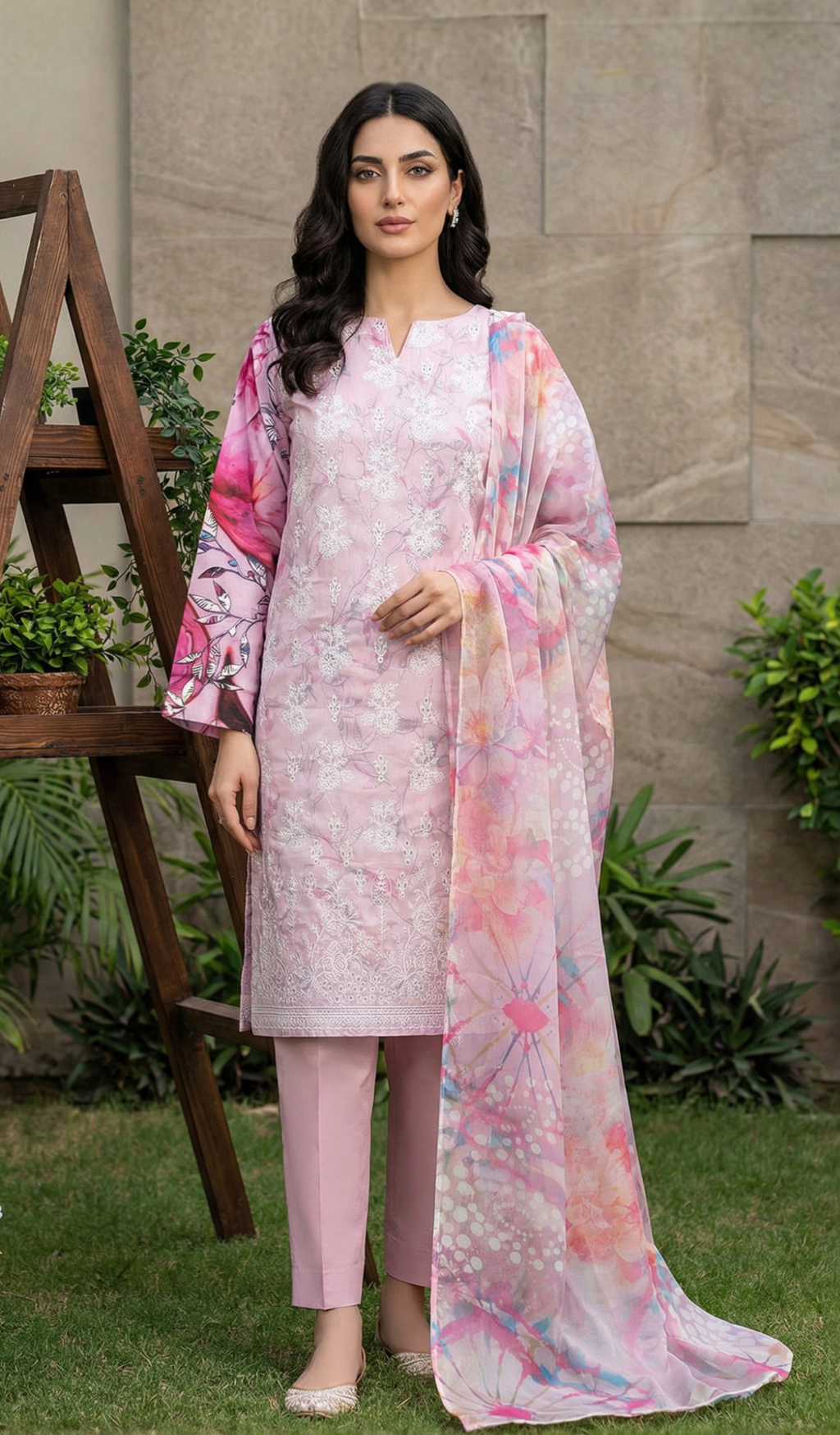 3 Piece Unstitched Embroidered Lawn - V1803