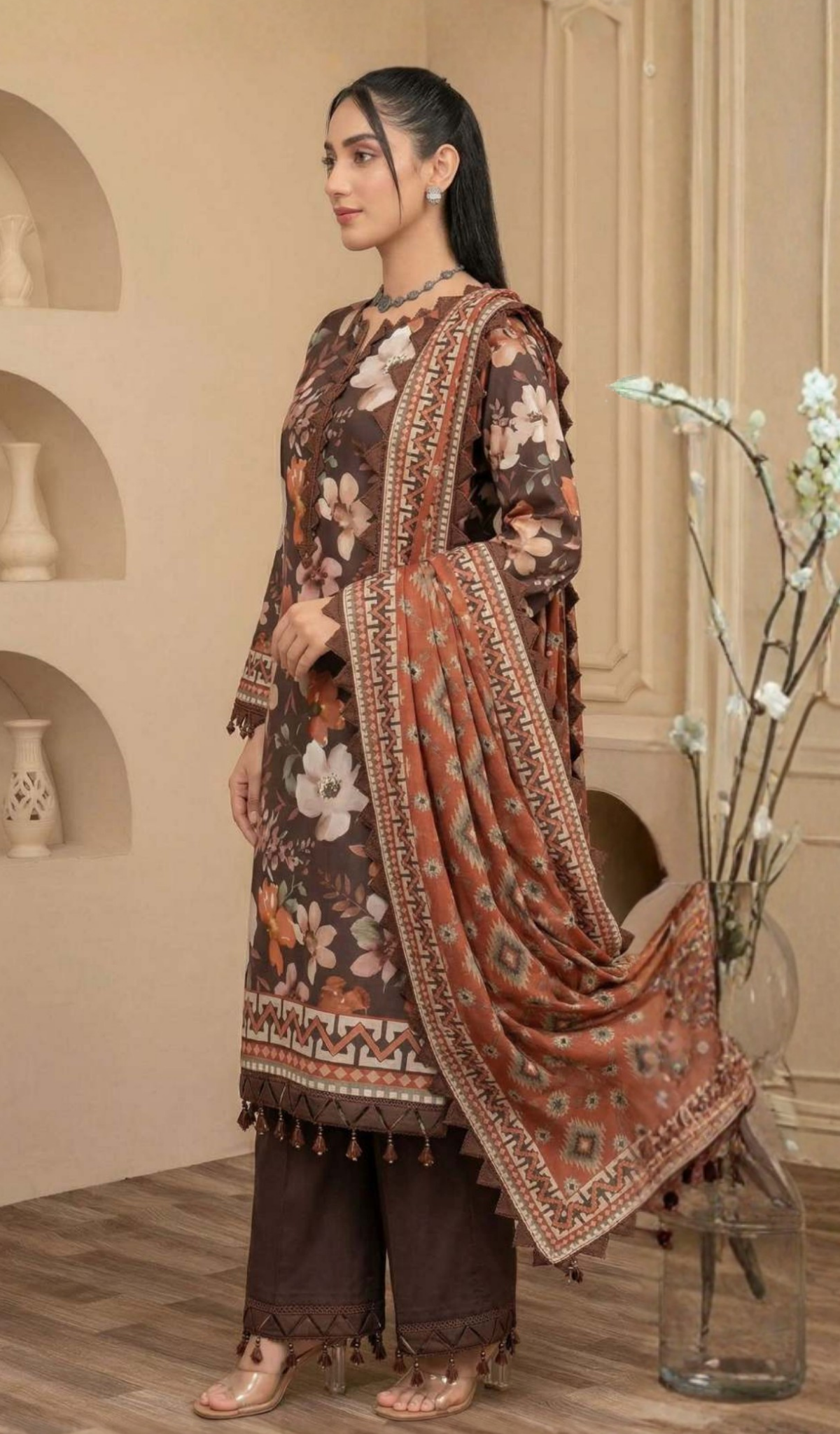 3 Piece Unstitched Digital Printed Lawn - V1603