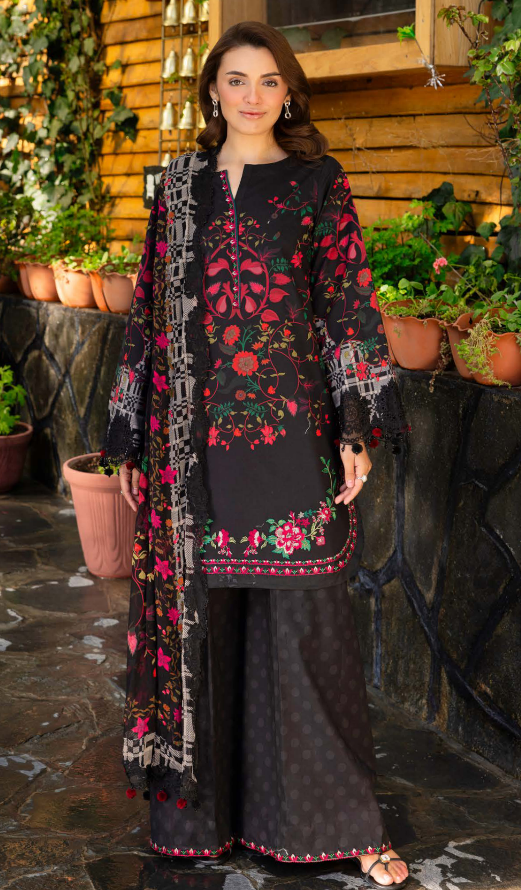 3 Piece Unstitched Embroidered Lawn - V2003