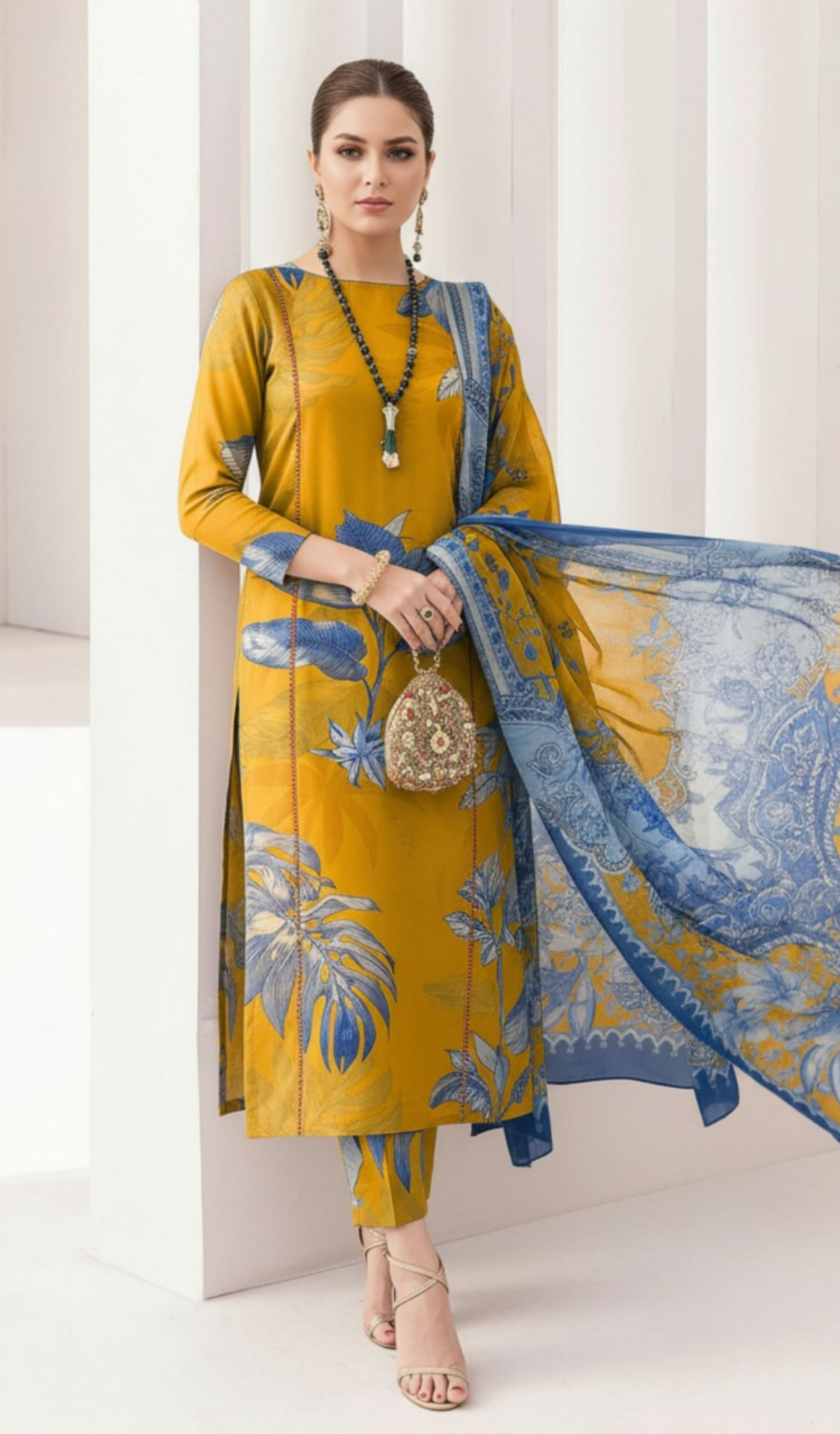 3 Piece Unstitched Digital Printed Lawn - V1703