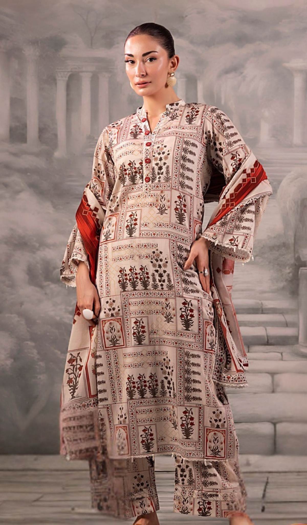 3 Piece Unstitched Digital Printed Lawn - V1303