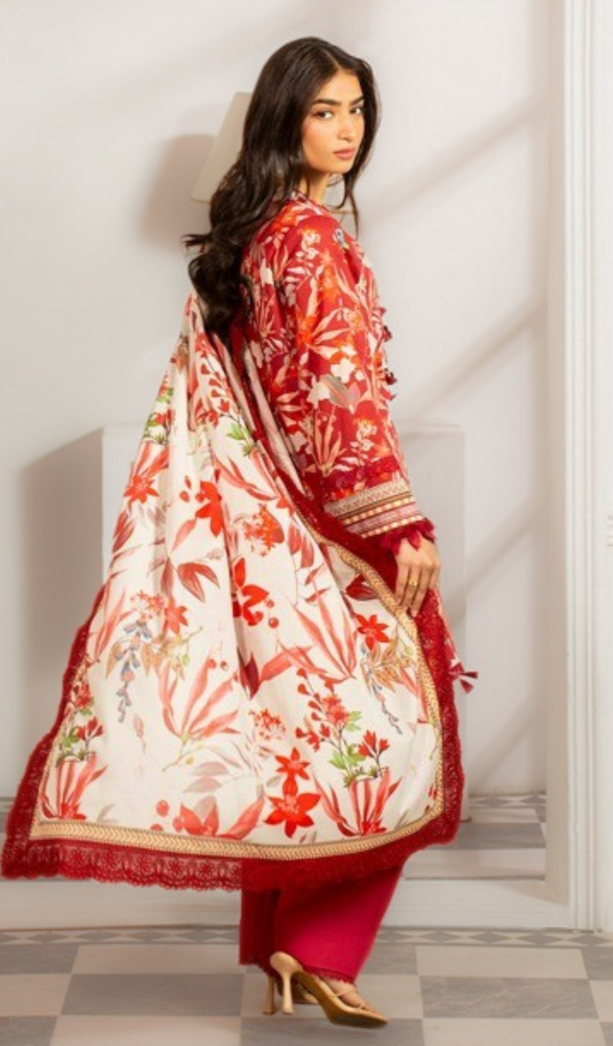 3 Piece Unstitched Digital Printed Lawn - V1403