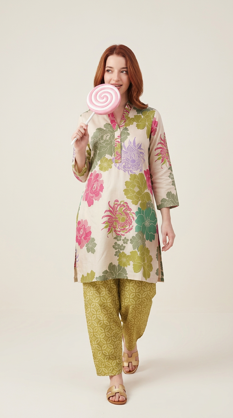 Basic Cocoon 2-piece Lawn Suit -01