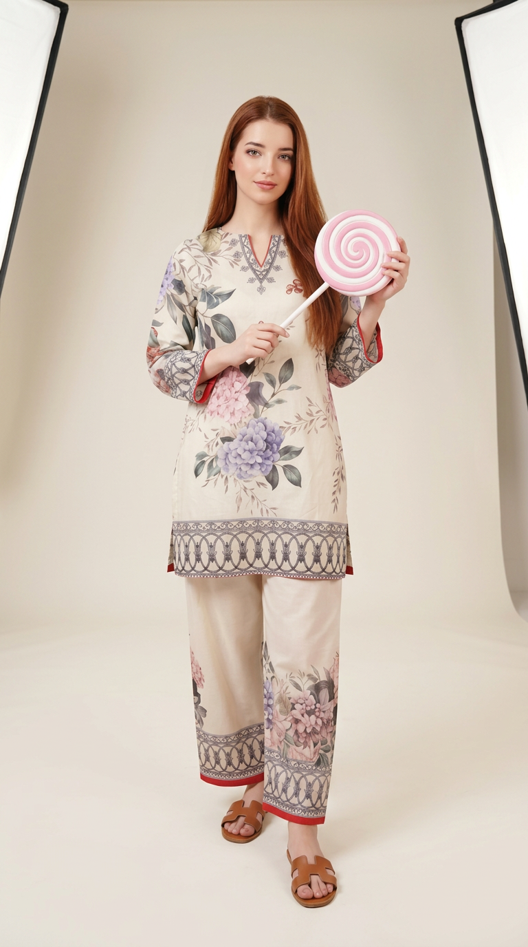 Basic Cocoon 2-piece Lawn Suit -03