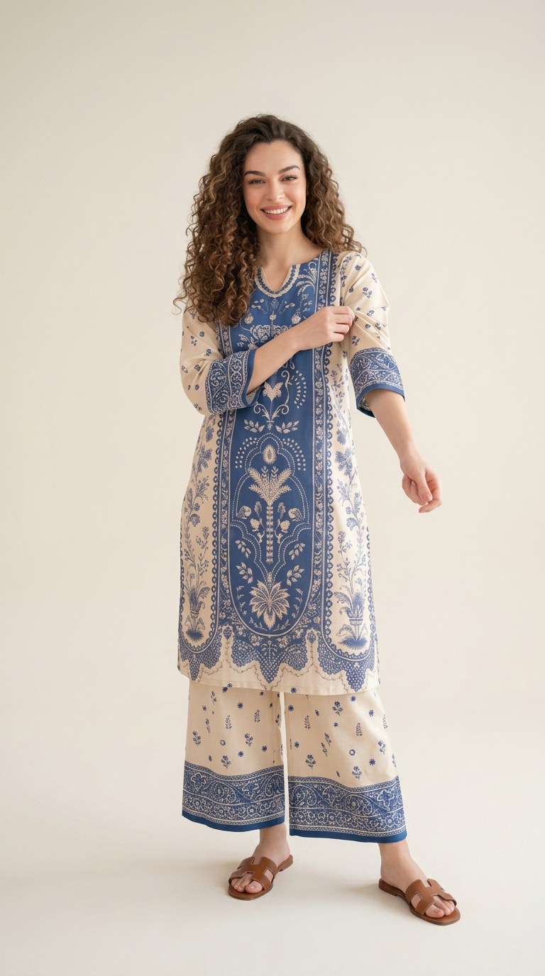 Basic Cocoon 2-piece Lawn Suit -04