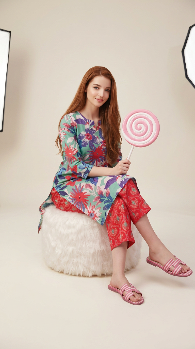 Basic Cocoon 2-piece Lawn Suit -06
