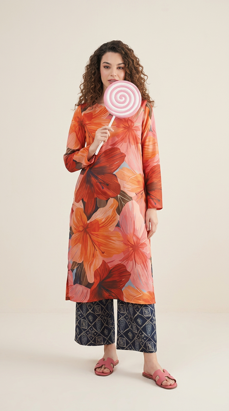 Basic Cocoon 2-piece Lawn Suit -09