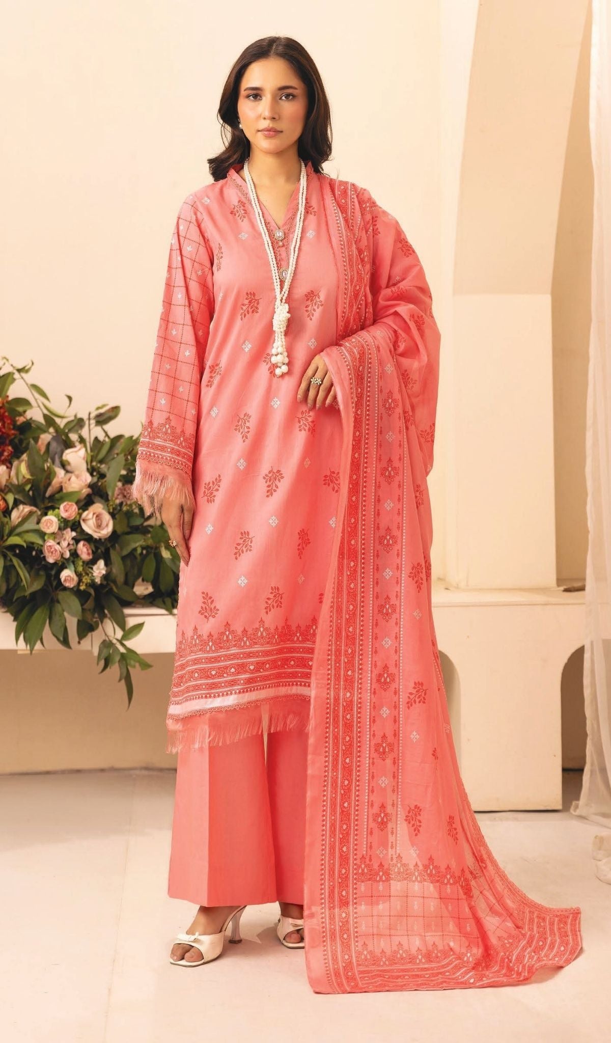 3 Piece Unstitched Printed Lawn - V102