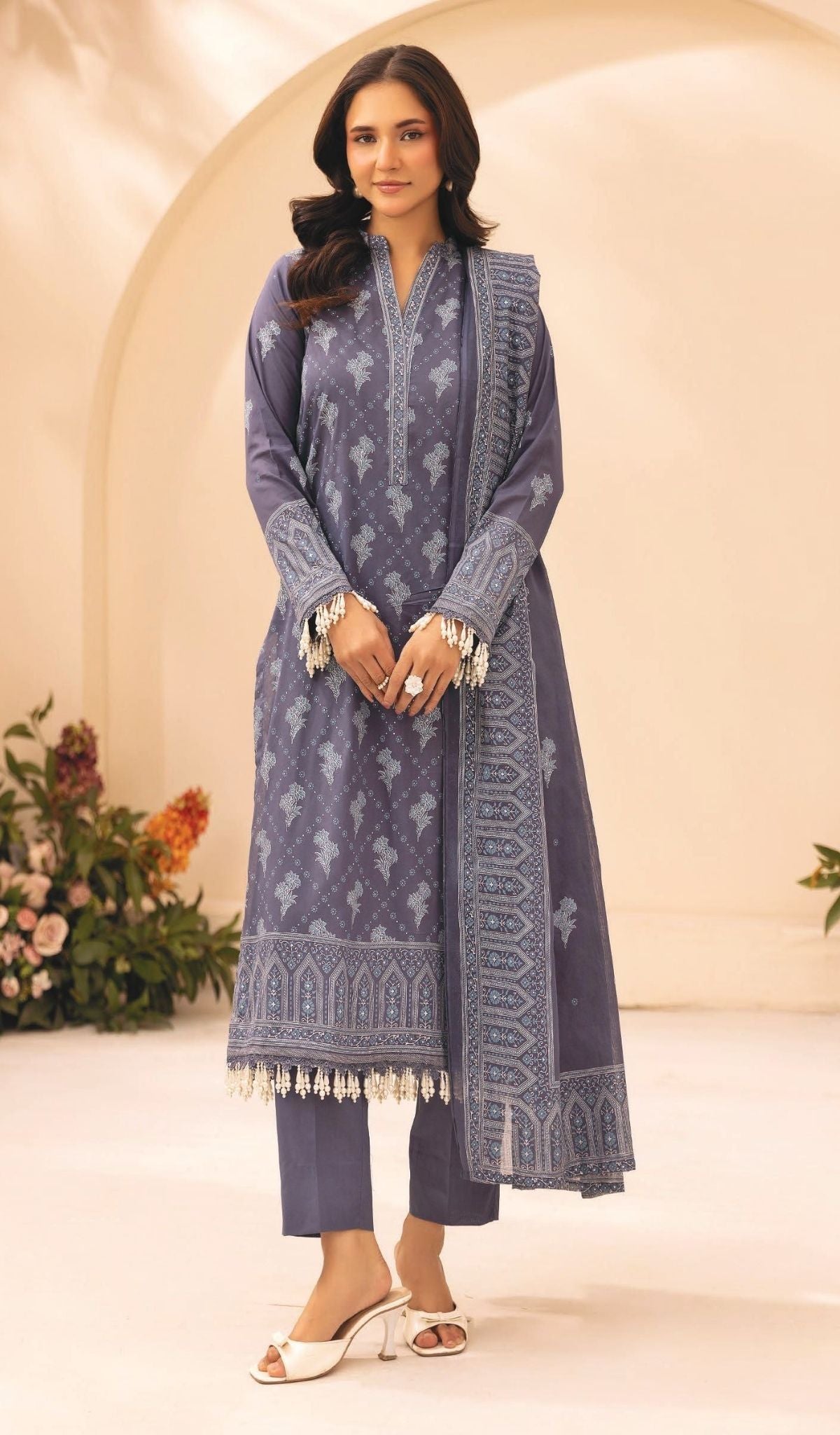 3 Piece Unstitched Printed Lawn - V108