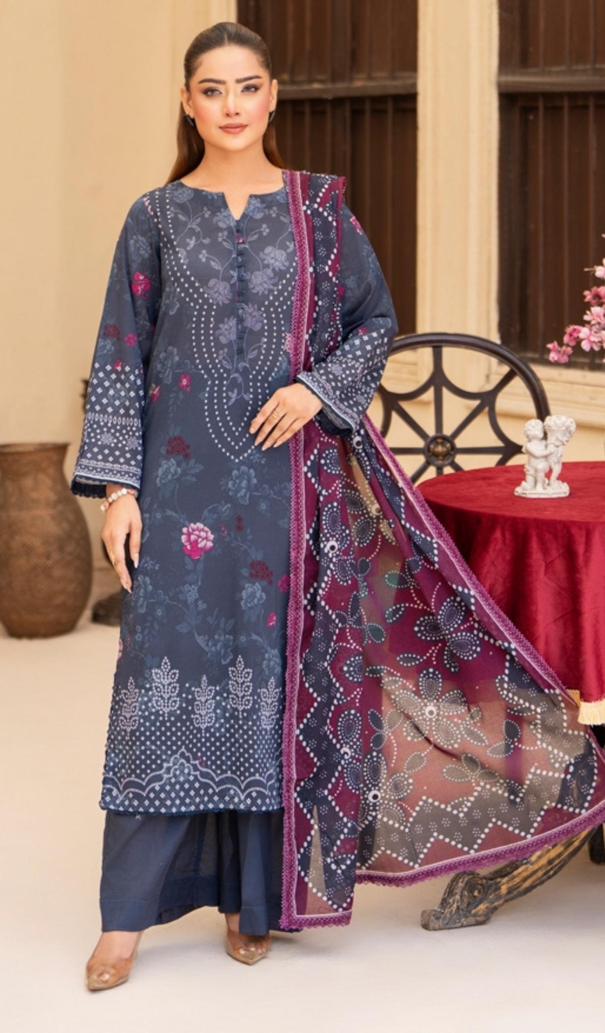 3 Piece Unstitched Digital Printed Lawn - V210