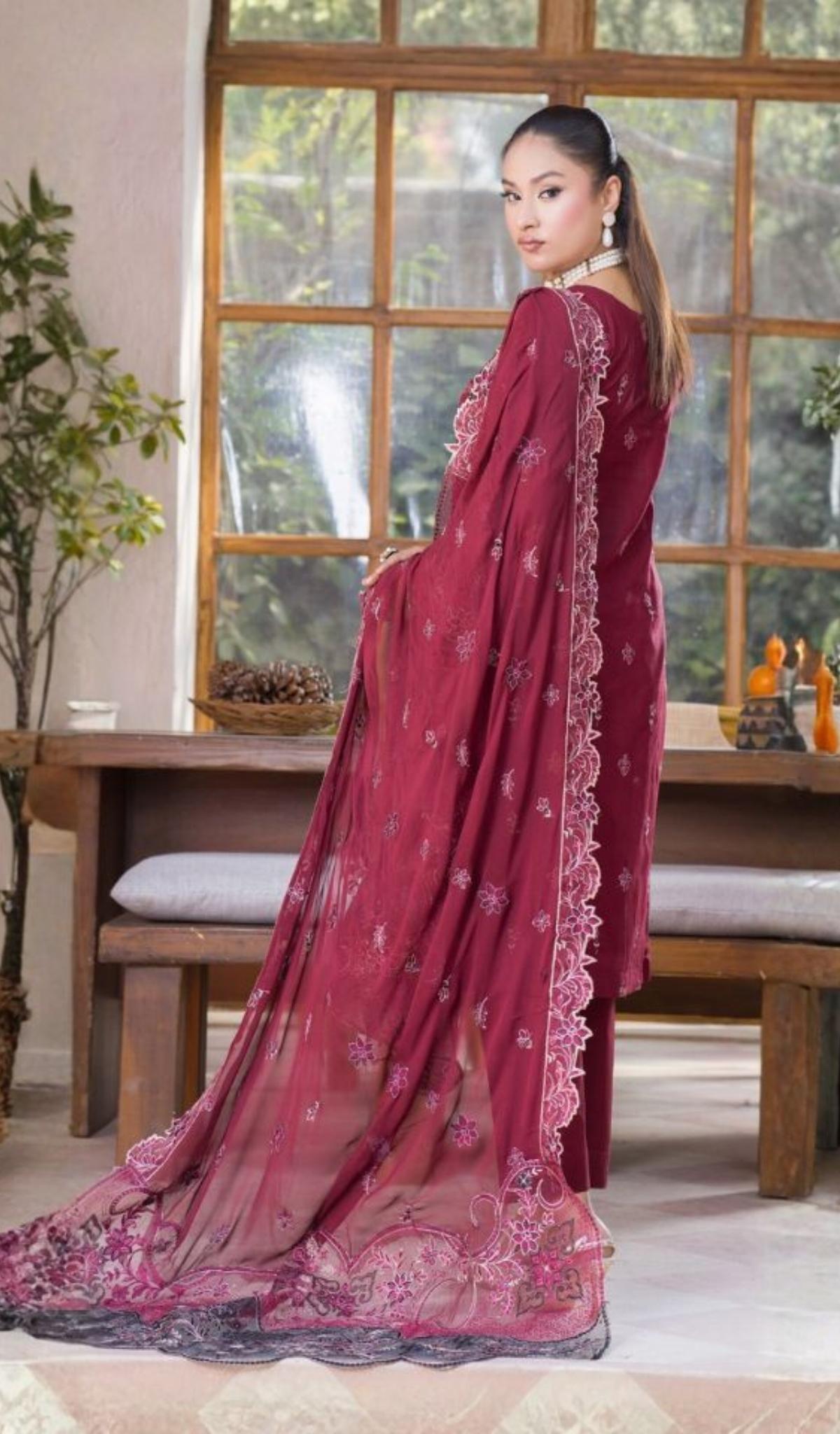 3 Piece Unstitched Embroidered Lawn - V801