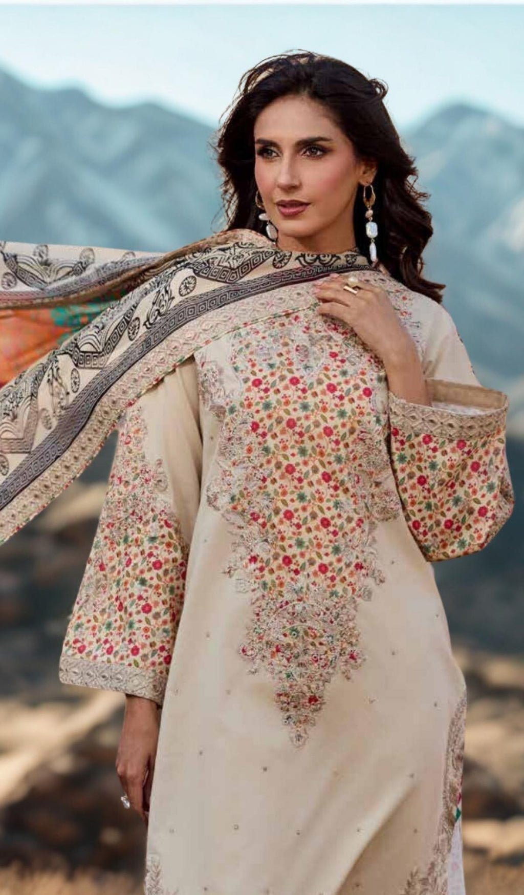3 Piece Unstitched Embroidered Lawn - V601