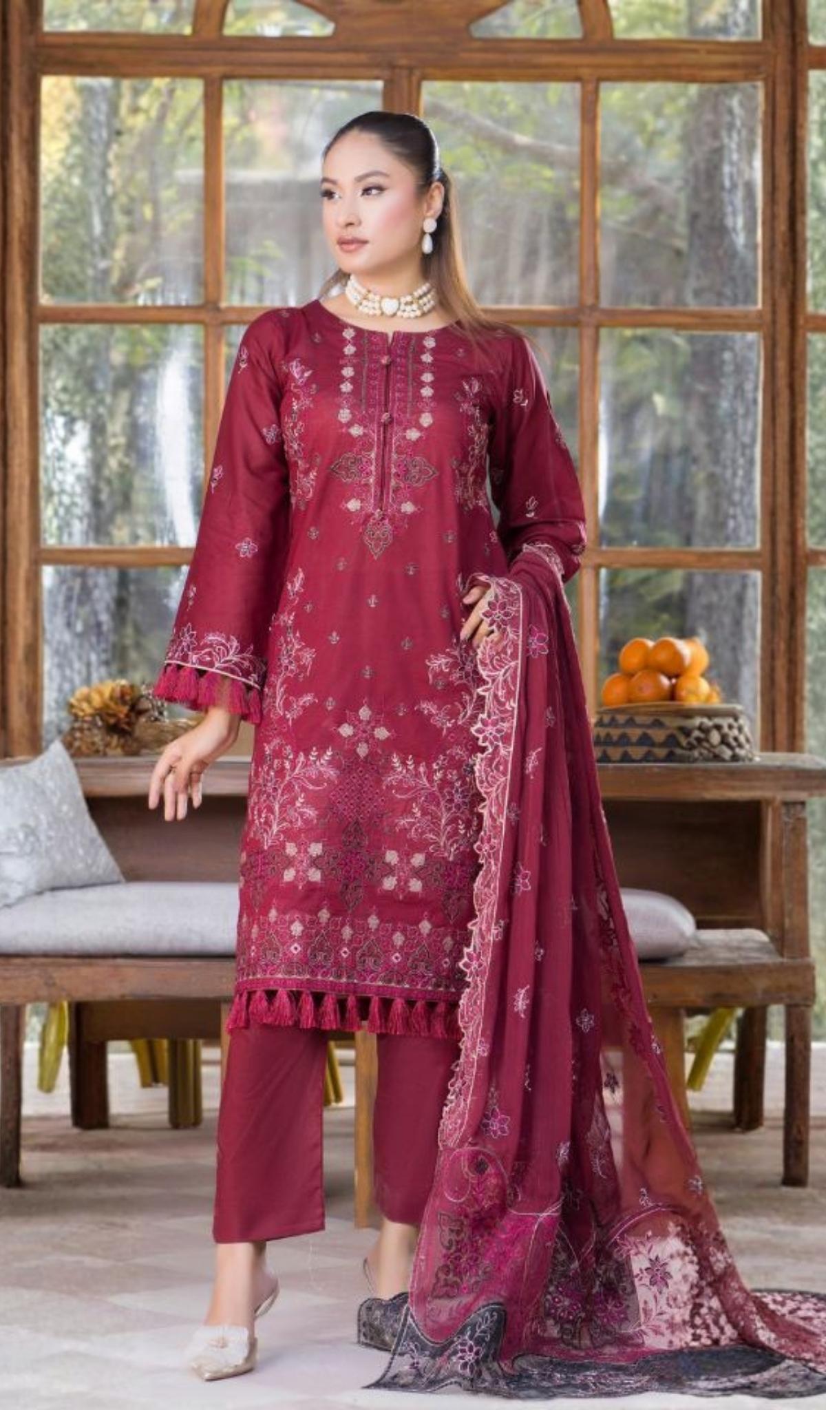 3 Piece Unstitched Embroidered Lawn - V801