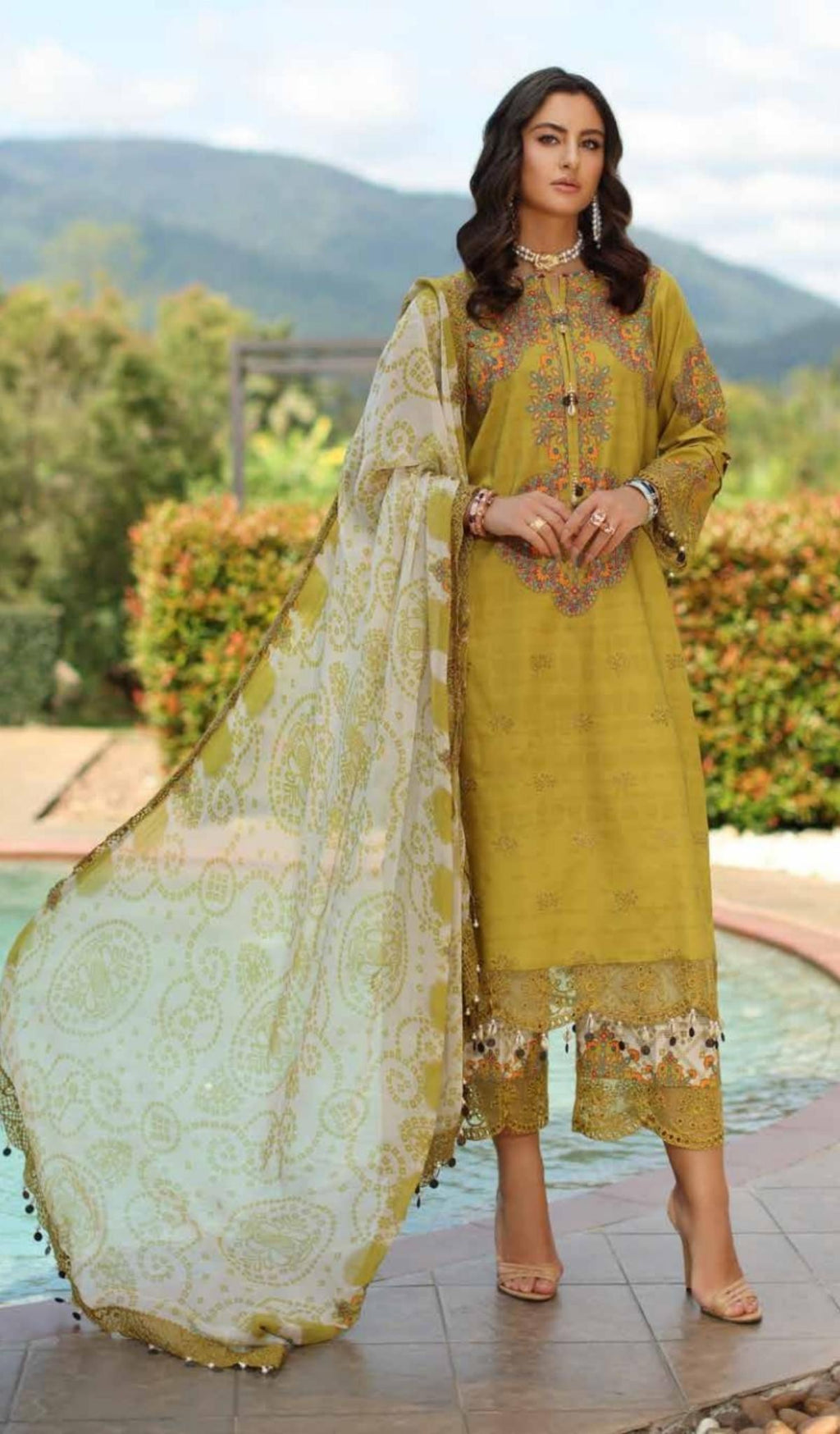 3 Piece Unstitched Embroidered Lawn - V701