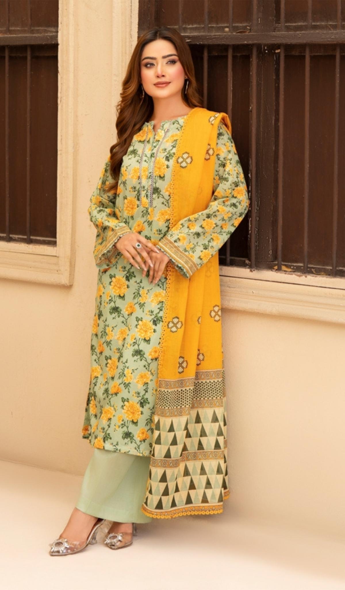 3 Piece Unstitched Digital Printed Lawn - V201