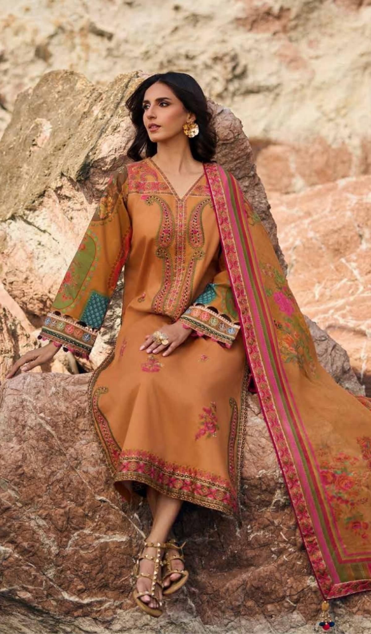 3 Piece Unstitched Embroidered Lawn - V602
