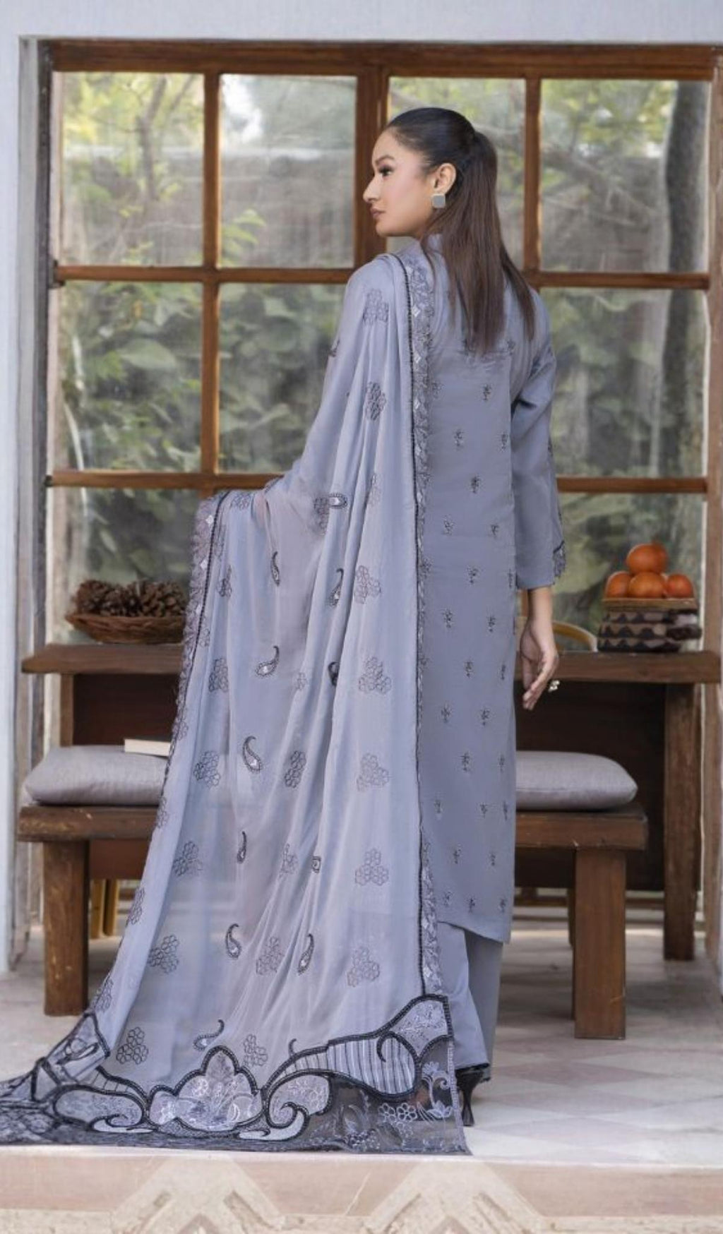3 Piece Unstitched Embroidered Lawn - V802