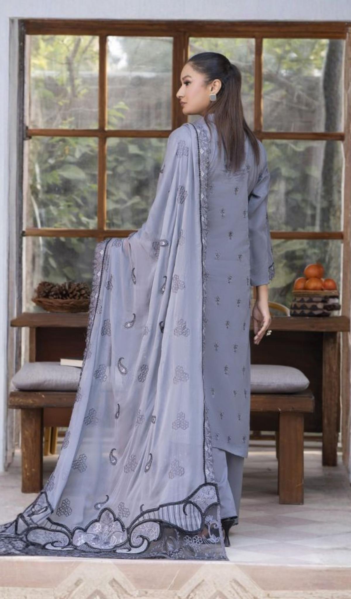 3 Piece Unstitched Embroidered Lawn - V802