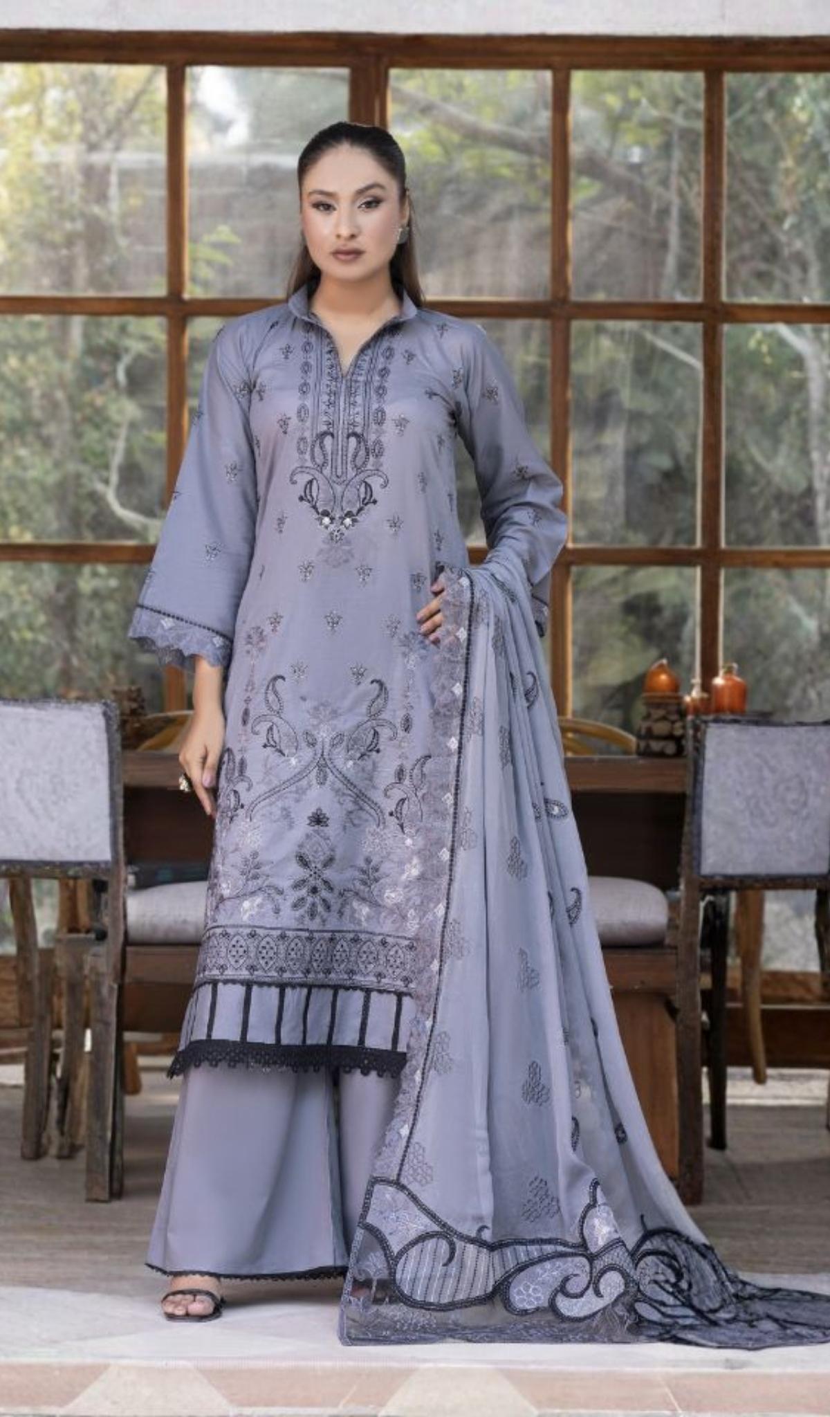 3 Piece Unstitched Embroidered Lawn - V802