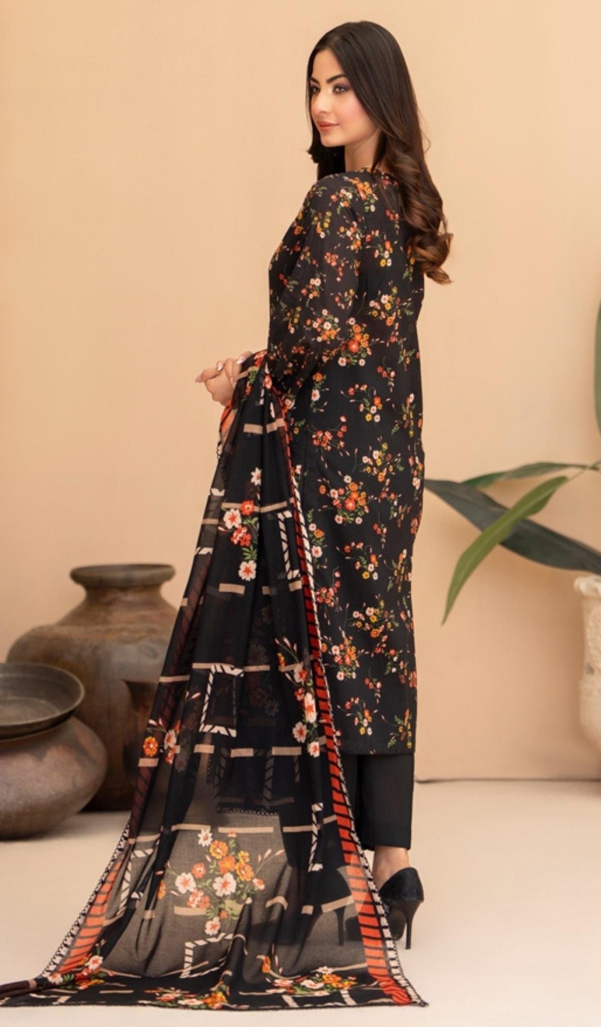 3 Piece Unstitched Digital Printed Lawn - V202