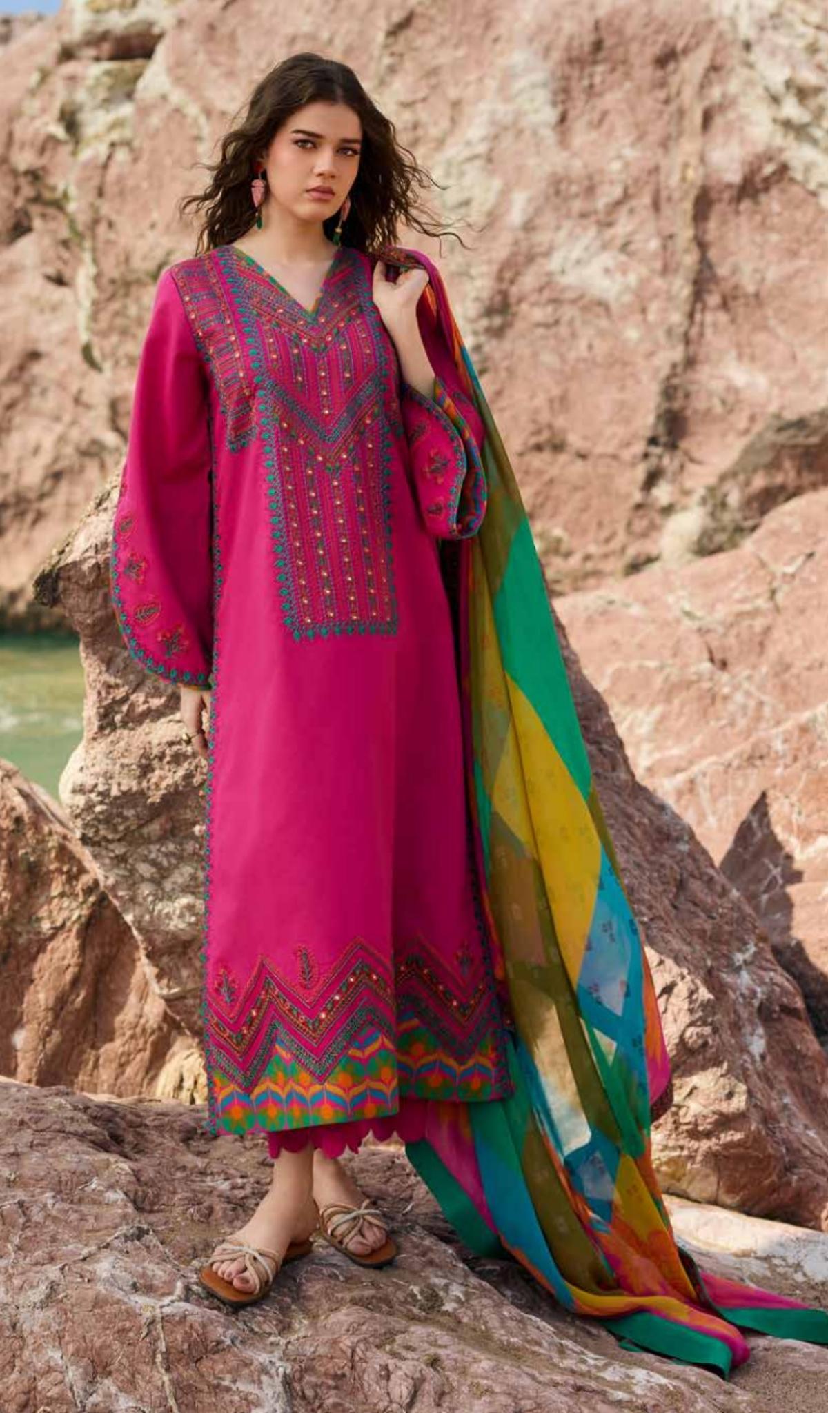 3 Piece Unstitched Embroidered Lawn - V603