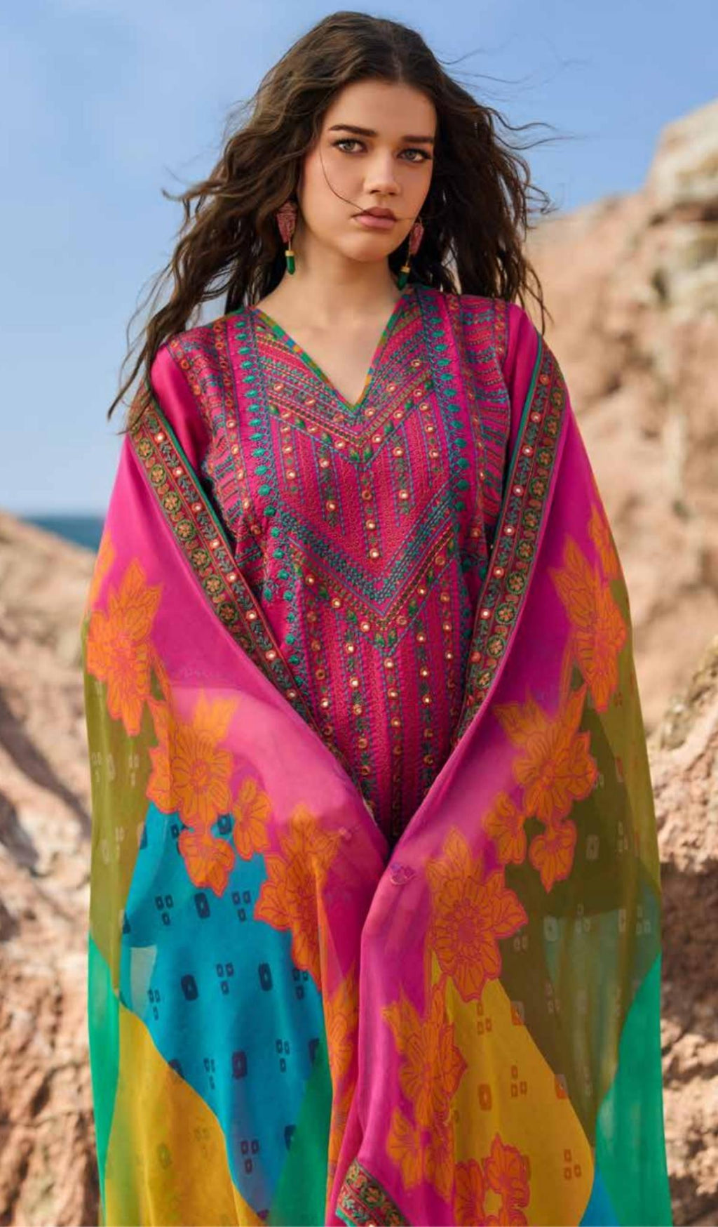 3 Piece Unstitched Embroidered Lawn - V603