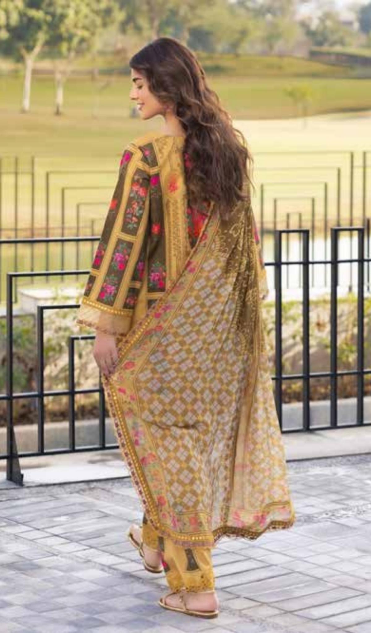 3 Piece Unstitched Embroidered Lawn - V703