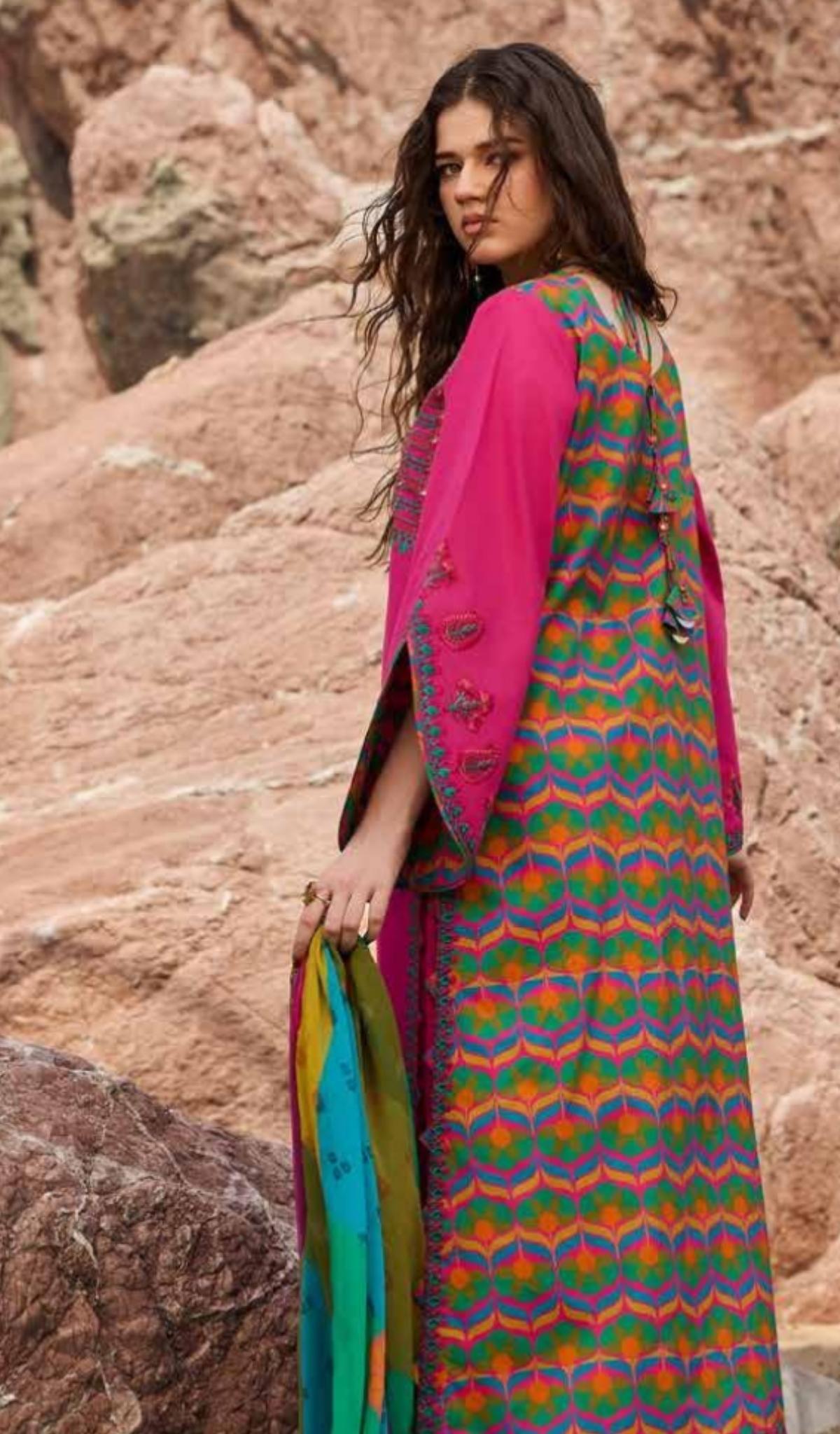 3 Piece Unstitched Embroidered Lawn - V603