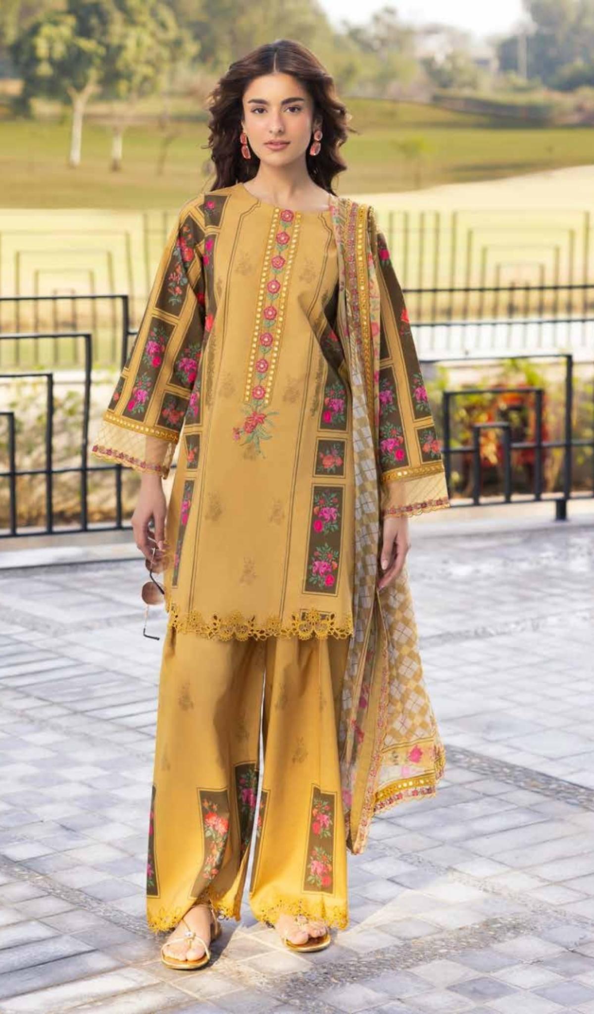 3 Piece Unstitched Embroidered Lawn - V703