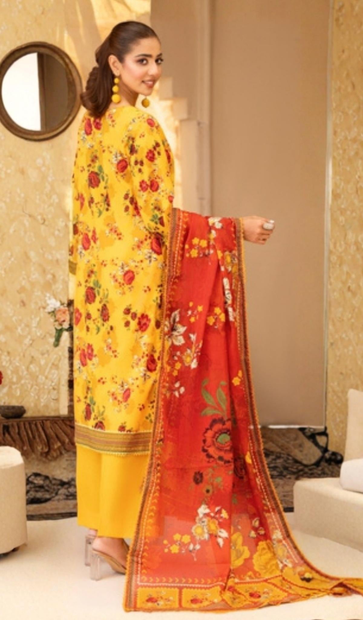3 Piece Unstitched Digital Printed Lawn - V203