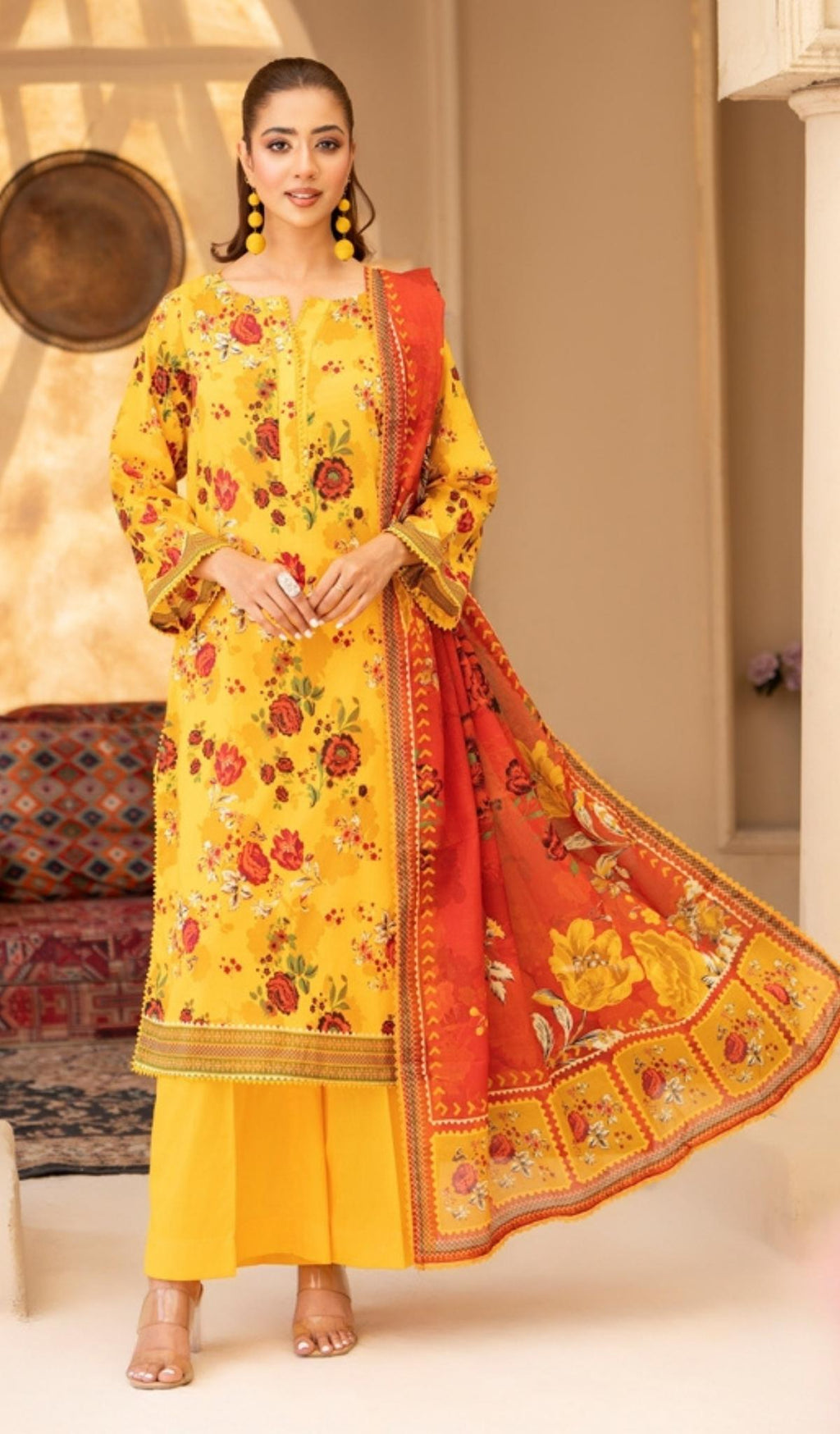 3 Piece Unstitched Digital Printed Lawn - V203