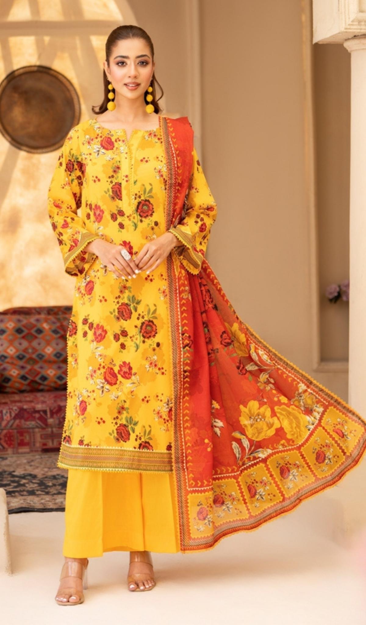 3 Piece Unstitched Digital Printed Lawn - V203