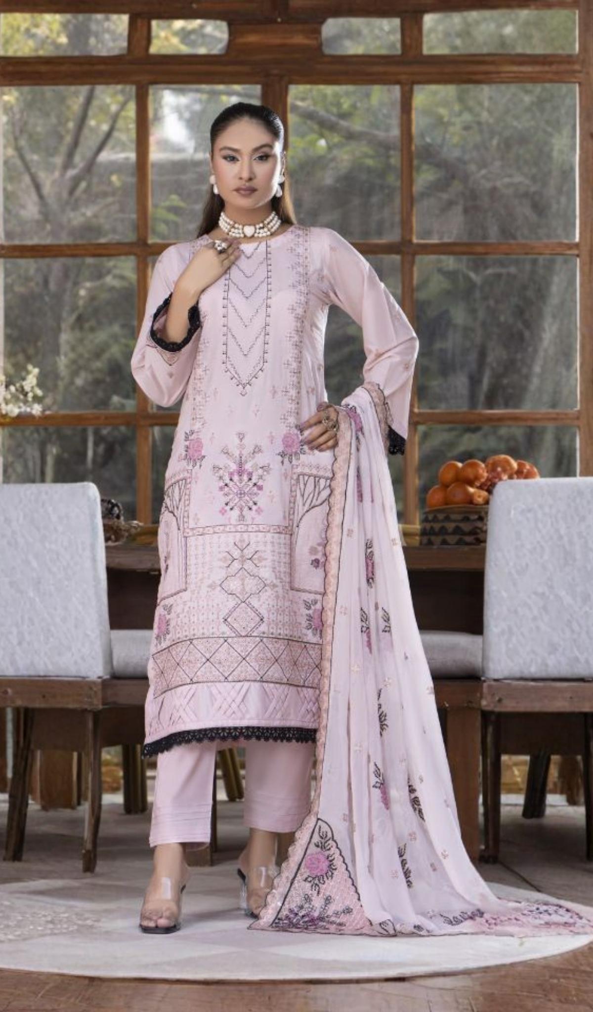 3 Piece Unstitched Embroidered Lawn - V804