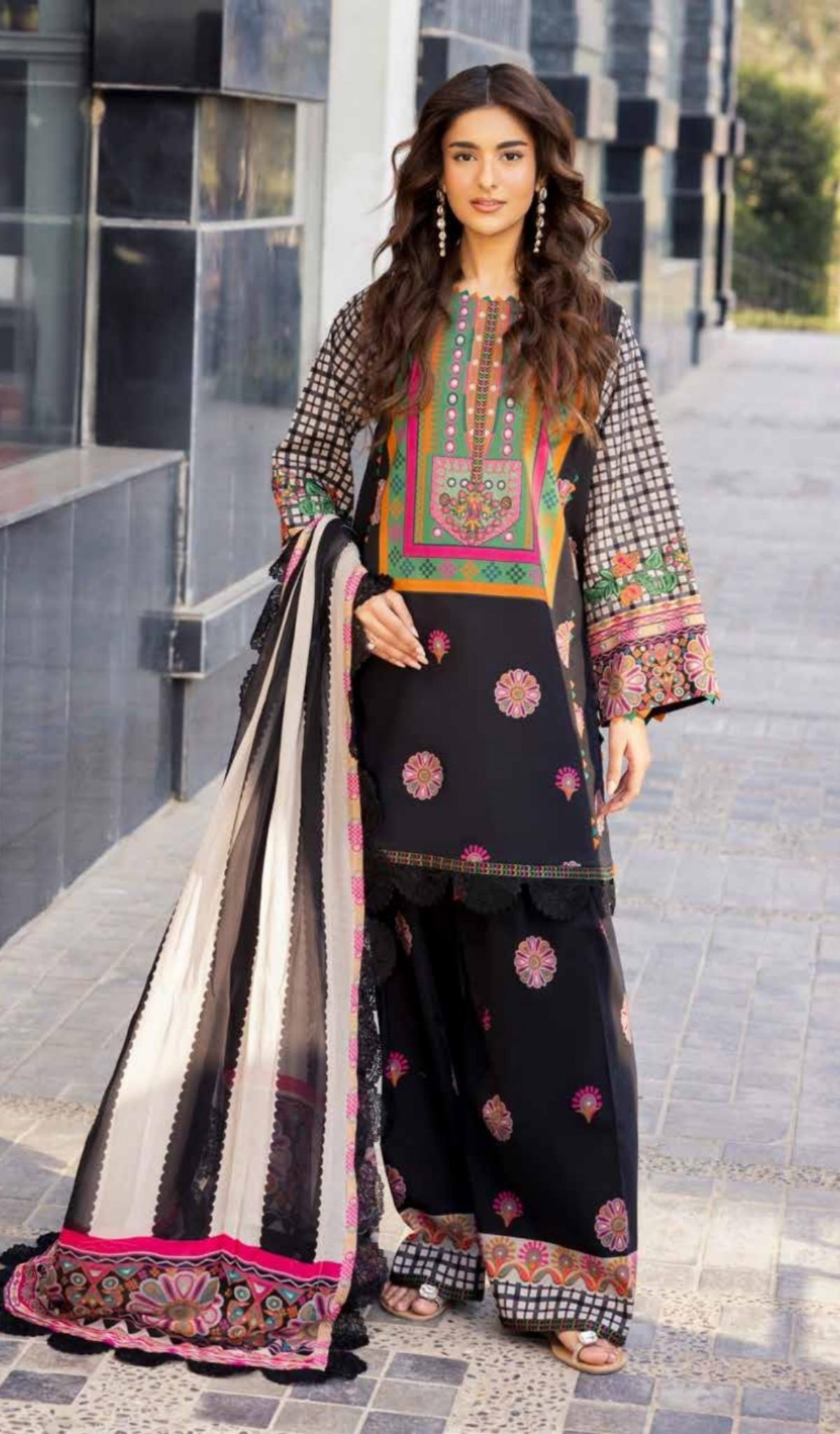 3 Piece Unstitched Embroidered Lawn - V704
