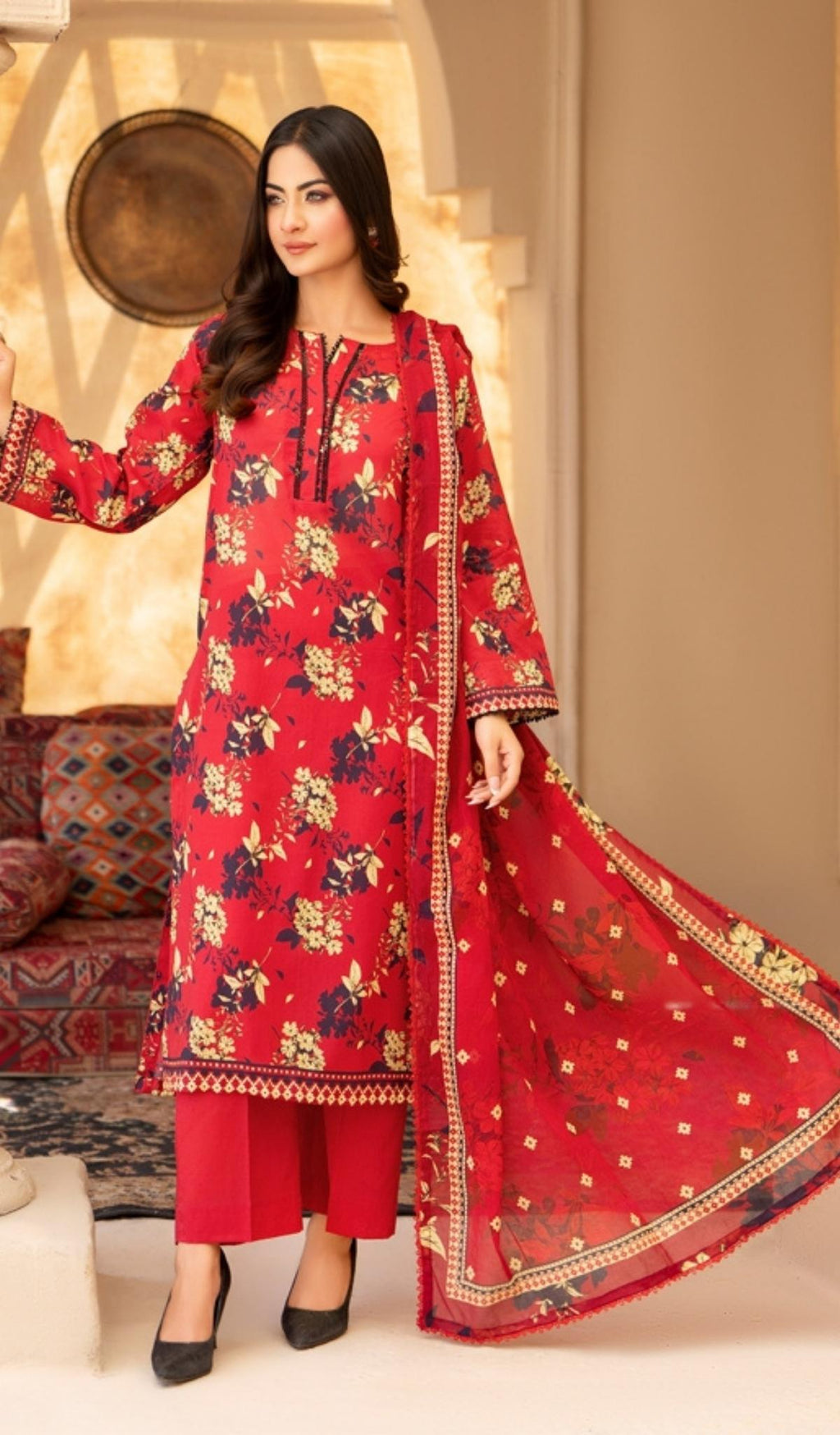 3 Piece Unstitched Digital Printed Lawn - V204