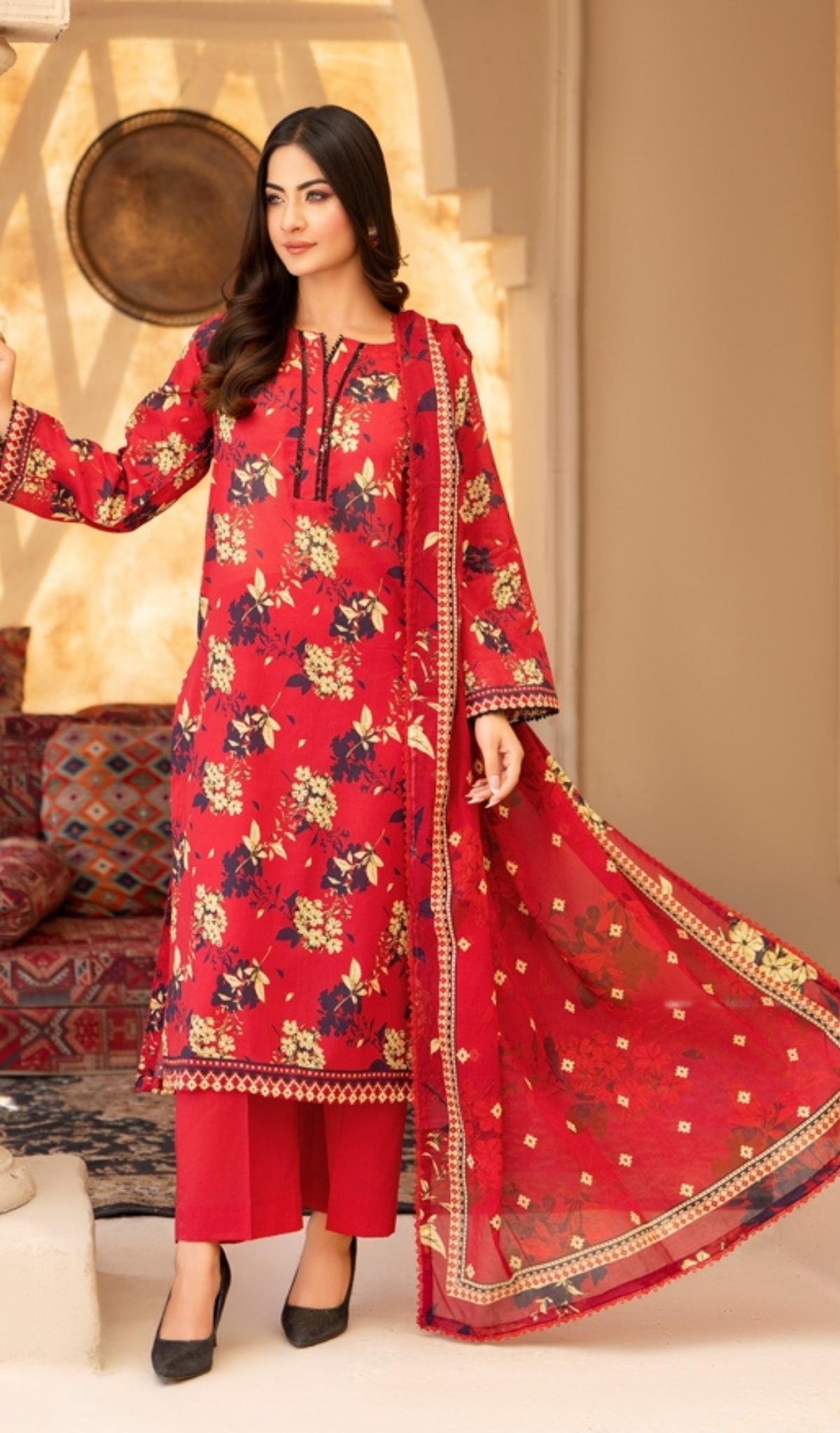 3 Piece Unstitched Digital Printed Lawn - V204