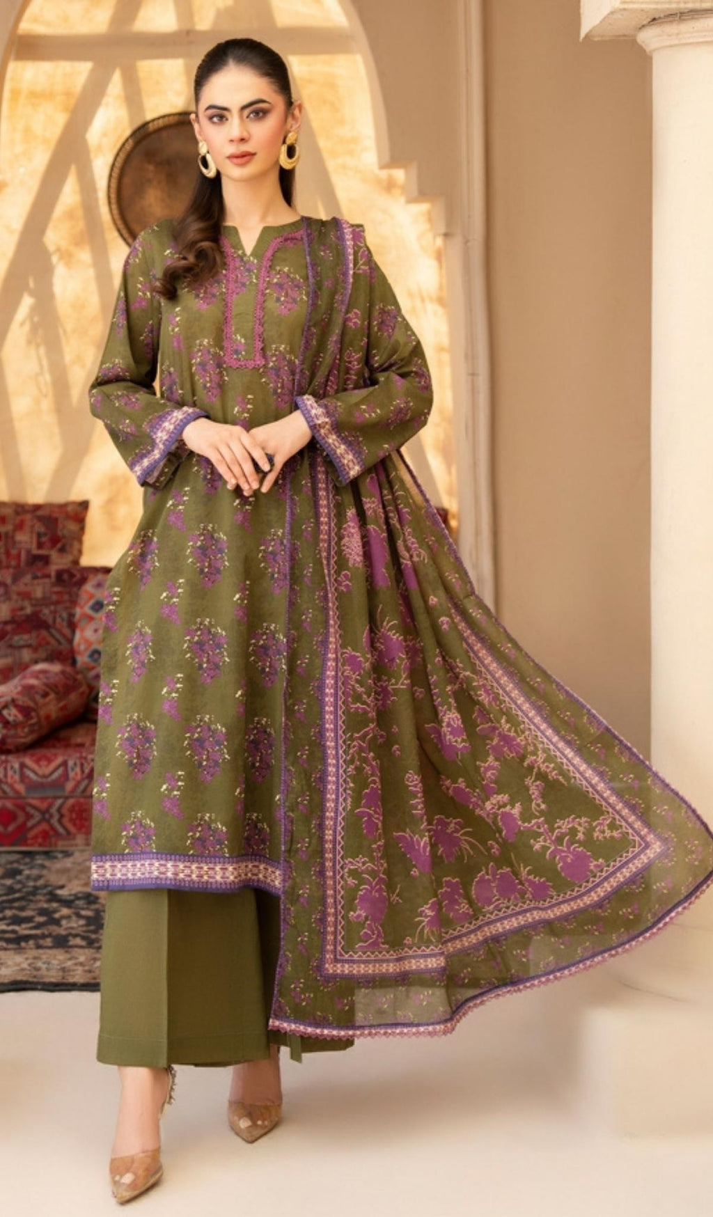 3 Piece Unstitched Digital Printed Lawn - V205